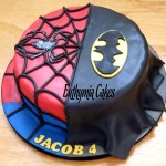 Bespoke Designer Celebration Cakes Spiderman ans Batman themed cake