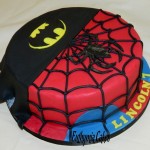 Bespoke Designer Celebration Cakes Spiderman ans Batman themed cake