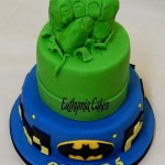 Bespoke Designer Celebration Cakes Batman and Hulk temed cake