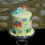Bespoke Designer Celebration Cakes Baby shower cake with edible images and toppers