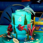 Bespoke Designer Celebration Cakes 4th birthday cake Under the sea aquatic scene themed cake with dolphins