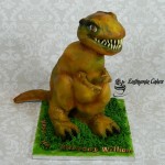 Bespoke Designer Celebration Cakes T-Rex sculpted dinosaur cake - Maltesers sponge with vanilla butter cream