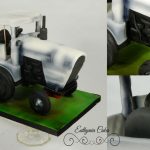 Bespoke Designer Celebration Cakes 3D sculpted white tractor cake