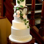 Luxury Wedding Cakes Eva Cockrell Cake Design Romantic wedding cake with lace and blush sugar roses wedding cakes milton keynes