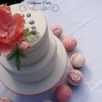 Luxury Wedding Cakes Eva Cockrell Cake Design Engagement cake white and peach salmon colour cupcakes sugar flowers stripes love birds