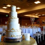 Luxury wedding cake in white and gold Milton Keynes Northampton London