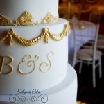 Luxury Wedding Cakes Eva Cockrell Cake Design Luxury gold wedding cake in white and gold Milton Keynes Northampton London Hertfordshire Buckinghamshire