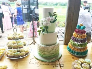 Luxury Wedding Cakes Eva Cockrell Cake Design Mint sweet table wedding cake French macarons cupcakes