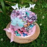 5th birthday ombre cake with edible paper butterflies