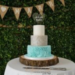 Luxury Wedding Cakes Eva Cockrell Cake Design 3 tier blue white and silver wedding cake with sugar ruffles