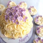 Purple Giant birthday Cupcake and matching cupcakes