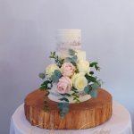 Luxury Wedding Cakes Eva Cockrell Cake Design luxury semi naked rustic wedding cake London adorned with fresh avalanche roses