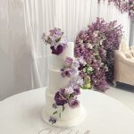 Luxury Wedding Cakes Eva Cockrell Cake Design White and purple simple wedding cake in Brampton Grange by Eva Cockrell Cake Design