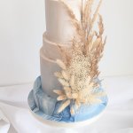 Luxury Wedding Cakes Eva Cockrell Cake Design Ivory and blue marble wedding cake with dried flowers by Eva Cockrell Cake Design