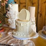 Lambeth style elegant vintage heart cake with standing heart original design by Eva Cockrell Cake Design Buckinghamshire, United Kingdom at Plum Park Manor